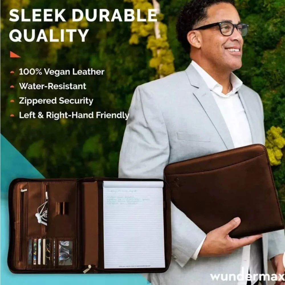 Black Planner with Universal Tablet Pocket and Zipper Closure